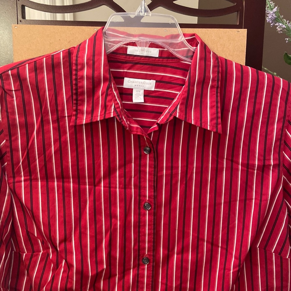 NWOT Charter Club striped button down 1X